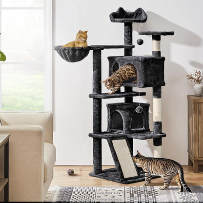 Multi-Level Cat Tree for Indoor Cats Cat Tree Tower for Large Cats with Sisal-Covered Scratching Posts, Condo, Stable Cat Tower, Cat Furniture Play Center for Indoor Cats Activity